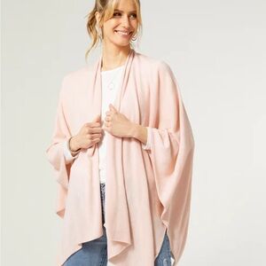 Elegant Pink Shawl Wrap with pockets to keep your hands warm
